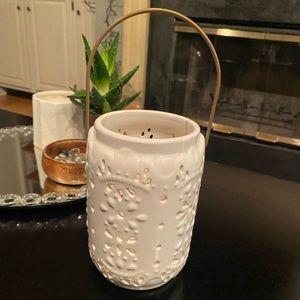 White lantern candle holder & home decor